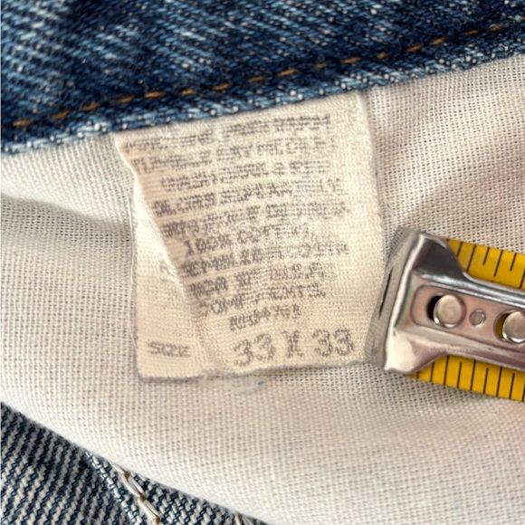 Vintage Lee Jeans Mens 33x33 Straight Faded Blue Denim Dark Wash USA Made - Picture 12 of 14